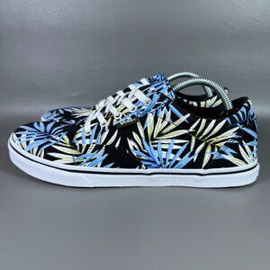 Vans Ortholite Shoes Women's 8 Tropical Floral Black Blue Lace Up Skate Sneaker